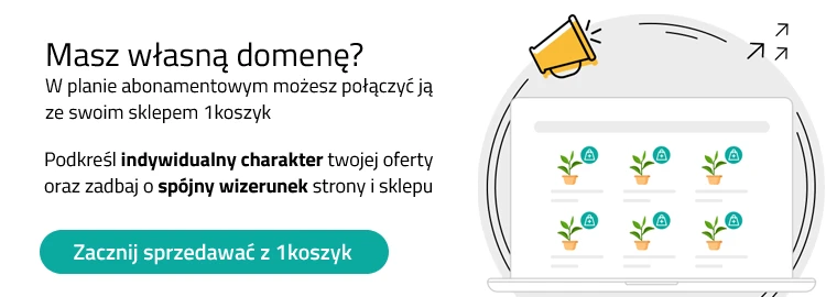 W planie abonamentowym możesz połączyć swoją domenę ze sklepem 1koszyk