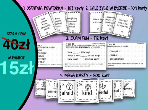 SALE - Exam fun /  E8 / MEGA KARTY / Całe życie w błędzie