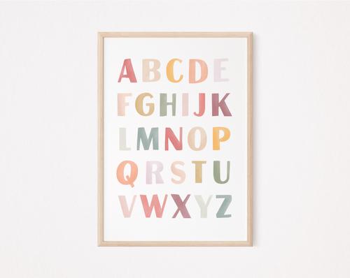 Plakat Pastel Róż Alfabet