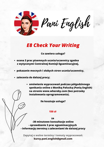 E8 Check Your WRITING -50% dla KURSANTÓW Pani English
