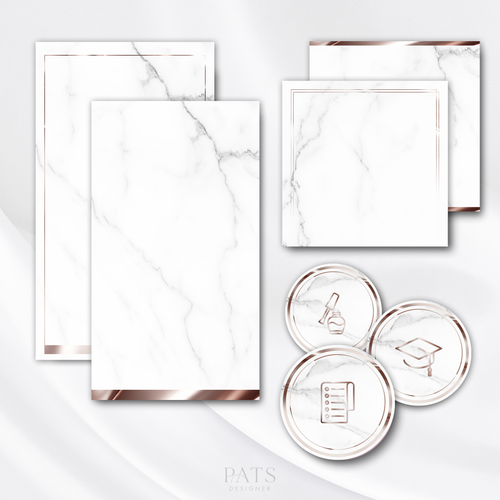 Biały marmur+rosegold- pakiet grafik