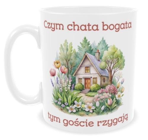 Kubek ceramiczny Garage Print 330 ml Czym chata bogata tym goście rzygają