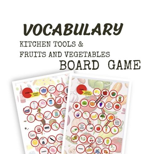 Fruit vegetables and kitchen tools Board Game with KEY