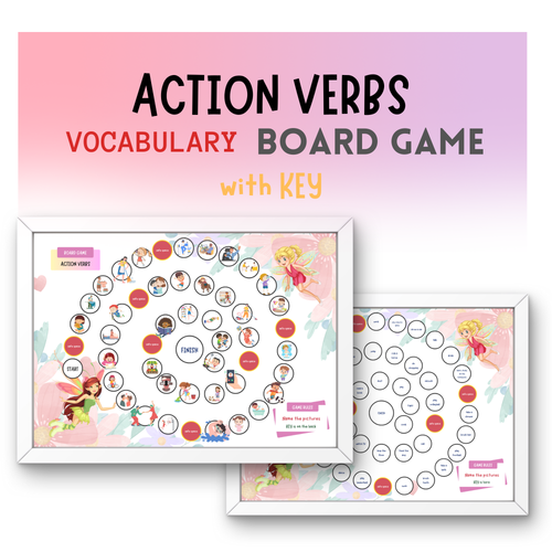 Action Verbs Board Game with KEY