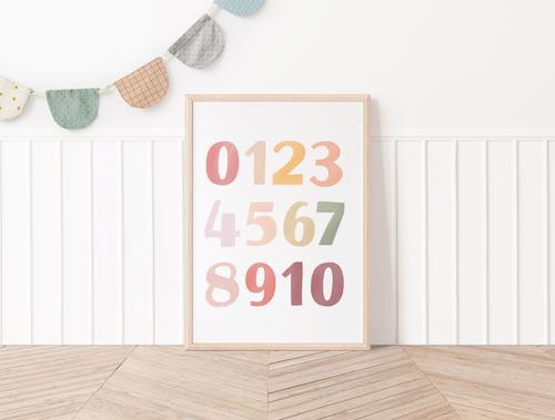 Plakat Pastel Róż Liczby