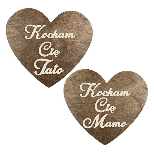 Tabliczka serce Kocham Cię Mamo i Tato do zdjęć