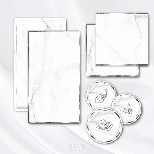 Biały marmur+srebro- pakiet grafik