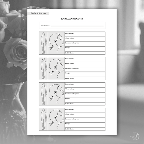Karta zabiegowa - Depilacja laserowa