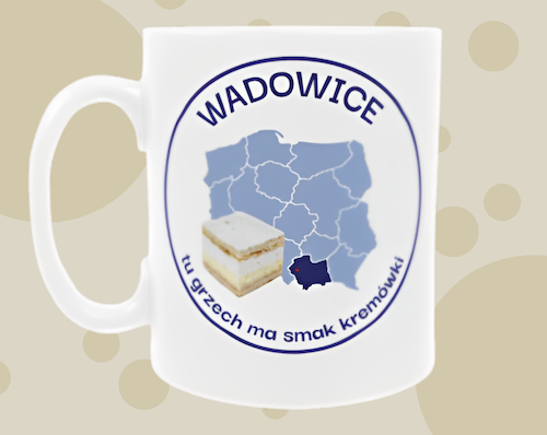 Kubek 330 ml Sarnodzieło Wadowice tu grzech ma smak kremówki