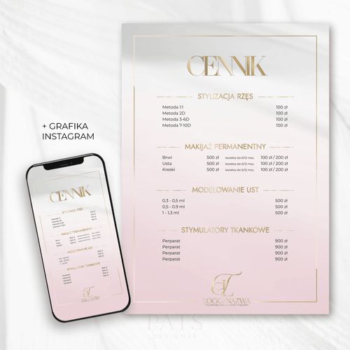 Cennik - pudrowy róż