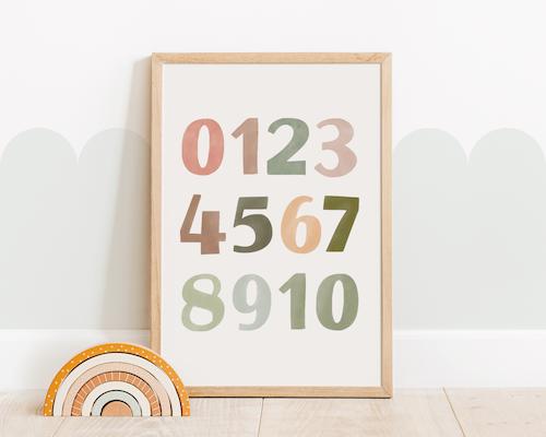 Plakat Pastel Kolory Ziemi Liczby