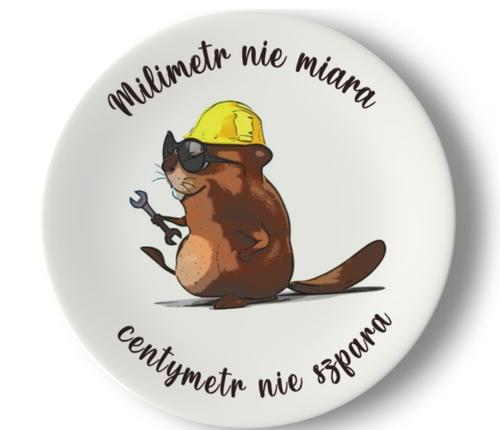 Talerz ceramiczny Garage Print 20 cm "Milimetr nie miara centymetr nie szpara"