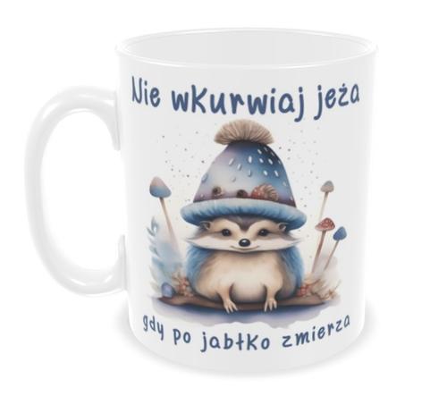 Kubek ceramiczny Garage Print 330 ml Nie wkurwiaj jeża gdy po jabłko zmierza