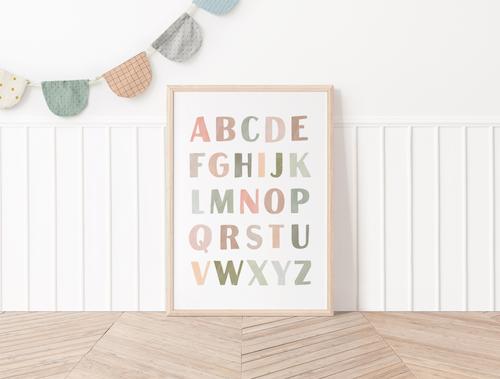 Plakat Pastel Kolory Ziemi Alfabet