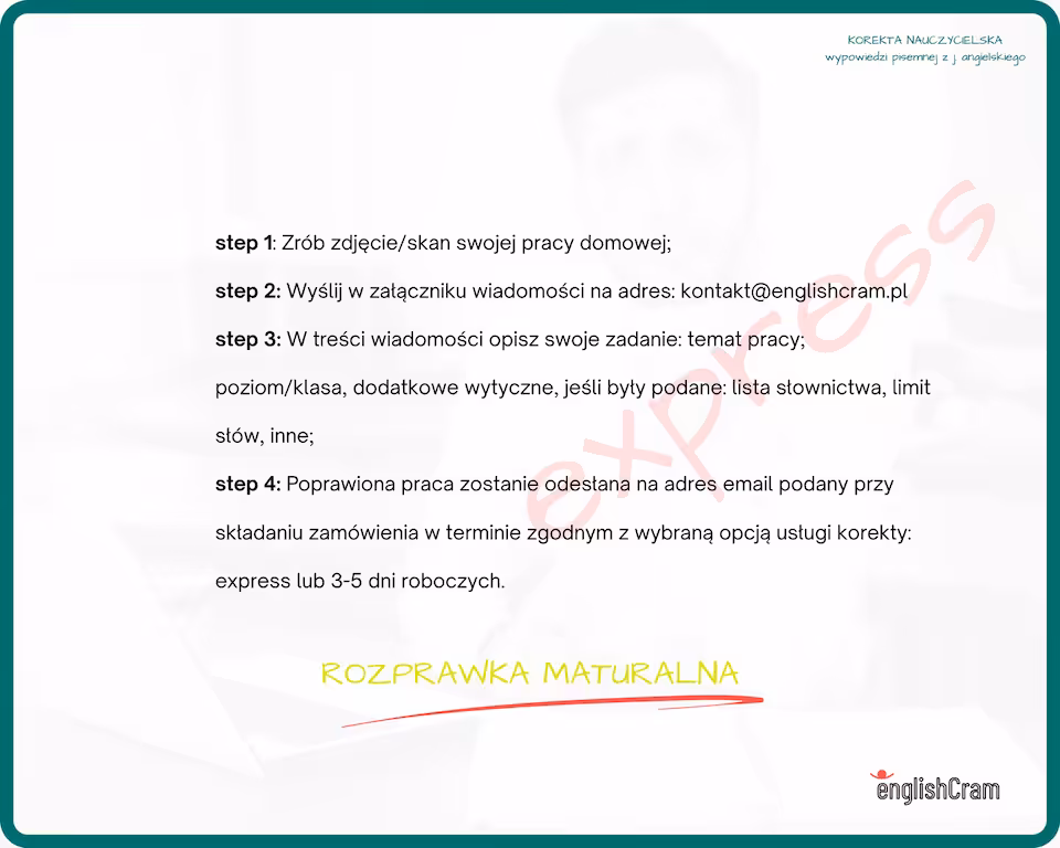 KOREKTA NAUCZYCIELSKA: Rozprawka maturalna: j. angielski