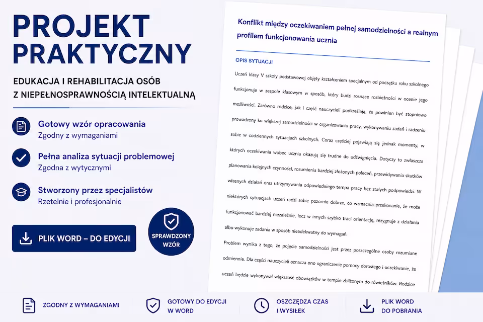 Projekt praktyczny - Edukacja i rehabilitacja osób z niepełnosprawnością intelektualną
