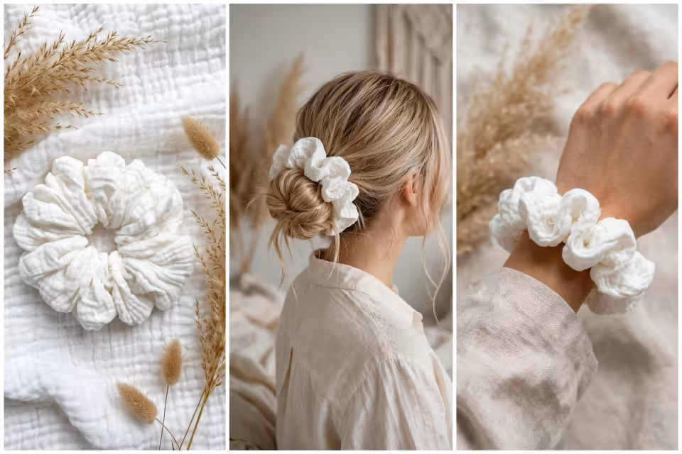 WHITE MAXI - scrunchie -SOFT