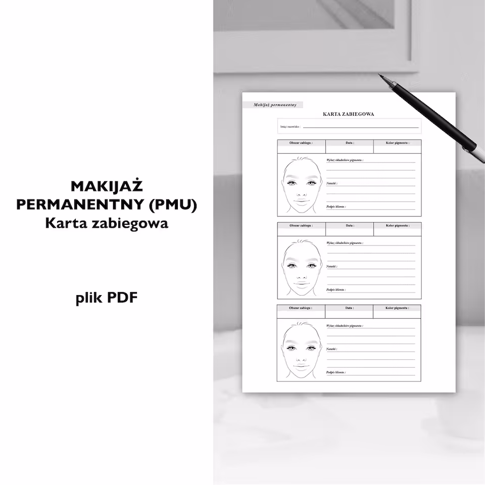 MAKIJAŻ PERMANENTNY - karta zabiegowa