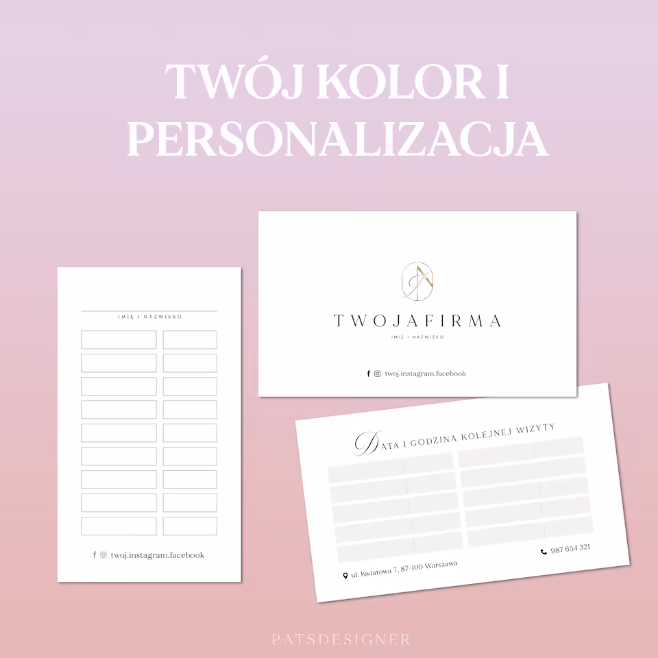 Wizytówka+terminarz - własna personalizacja
