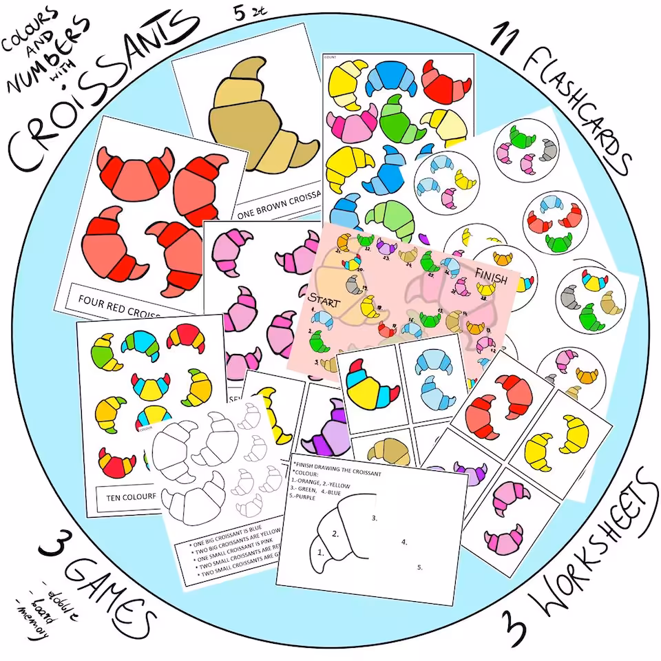 COLOURS and NUMBERS with croissants - PDF