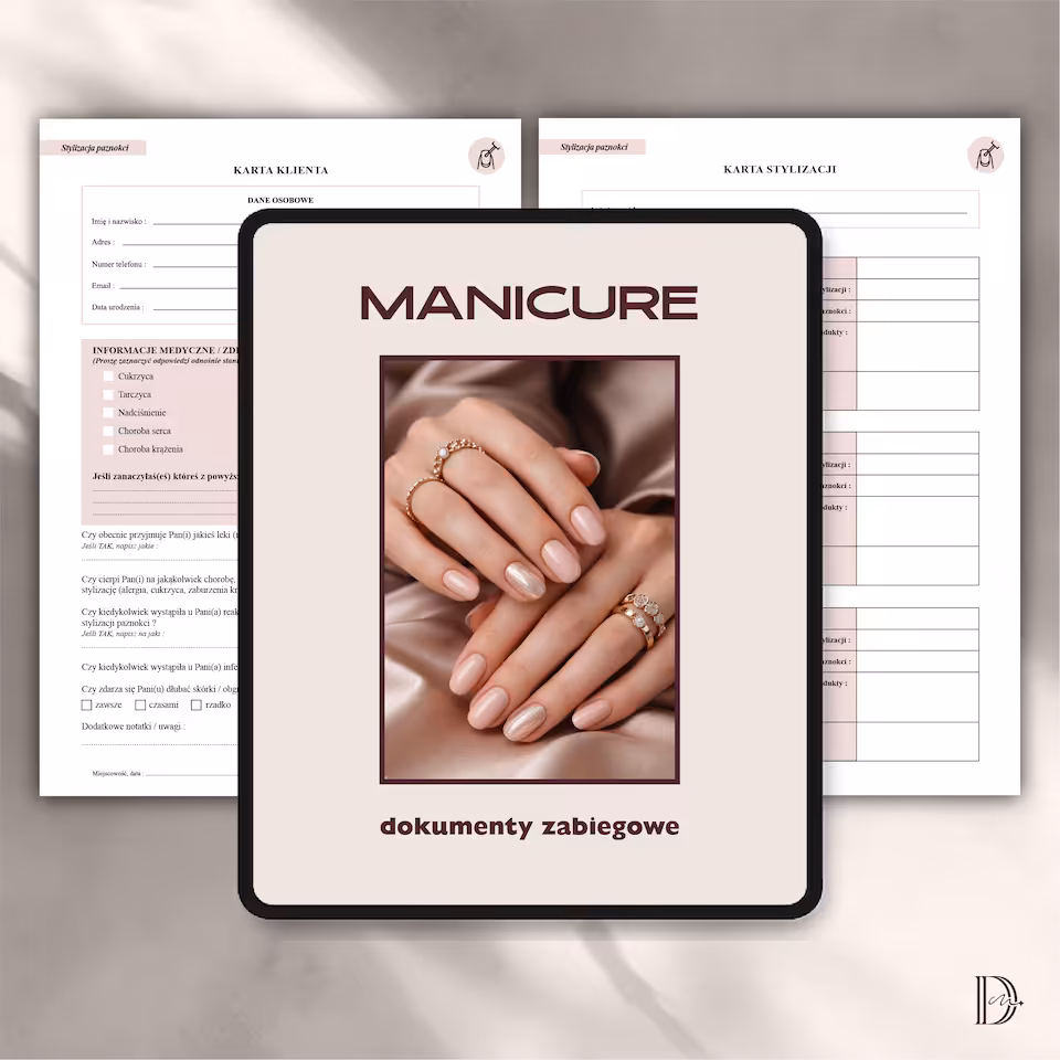 MANICURE dokumenty zabiegowe PAKIET