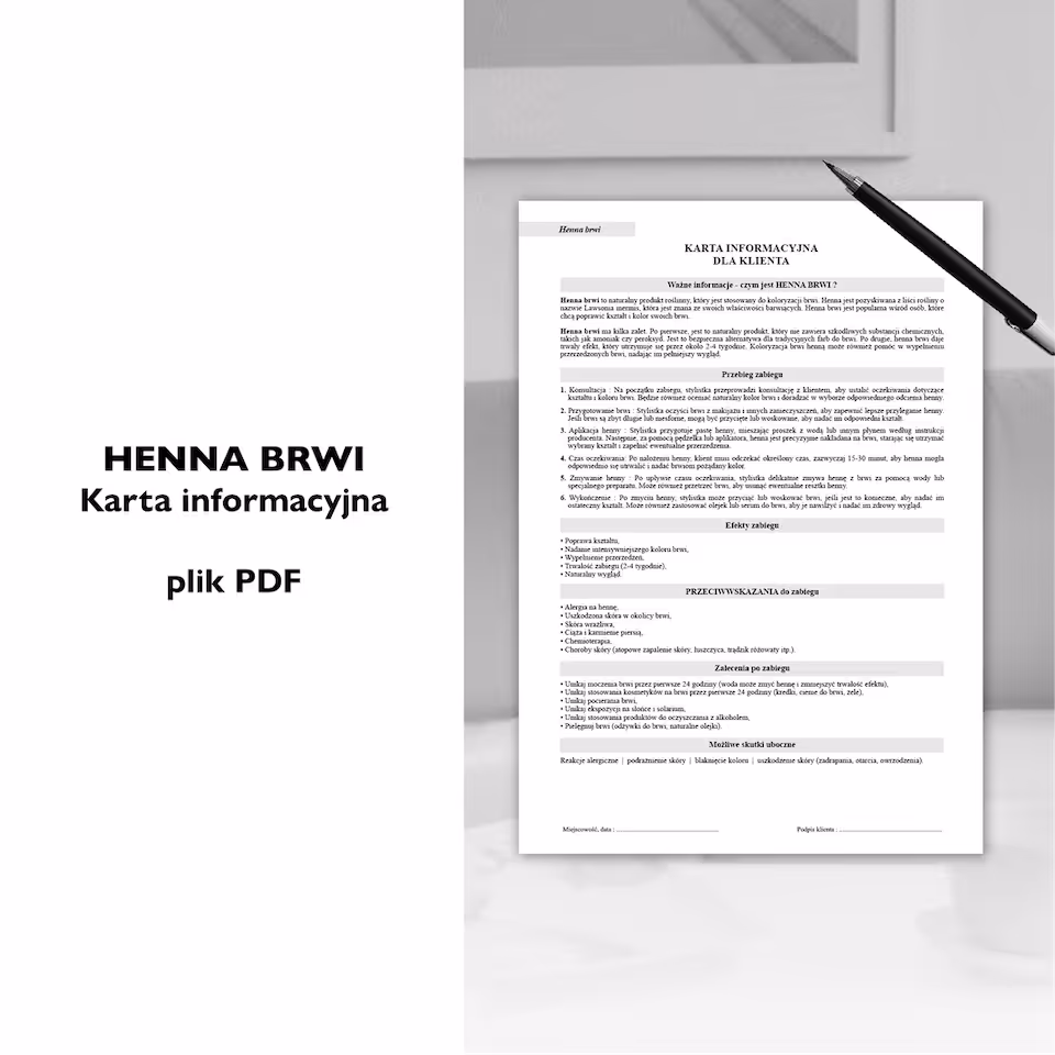 HENNA BRWI - informator zabiegowy