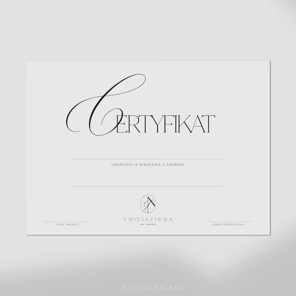 Certyfikat ELEGANT poziom - szary jasny