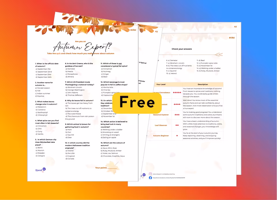 Autumn Expert Quiz A2 i B1-B2