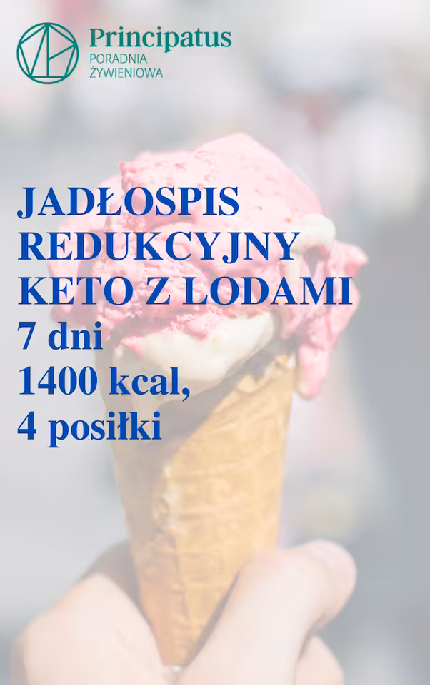 Keto z lodami, jadłospis redukcyjny 7 dni, 1400kcal, 4 posiłki, sezon wiosna, lista zakupów, miary domowe