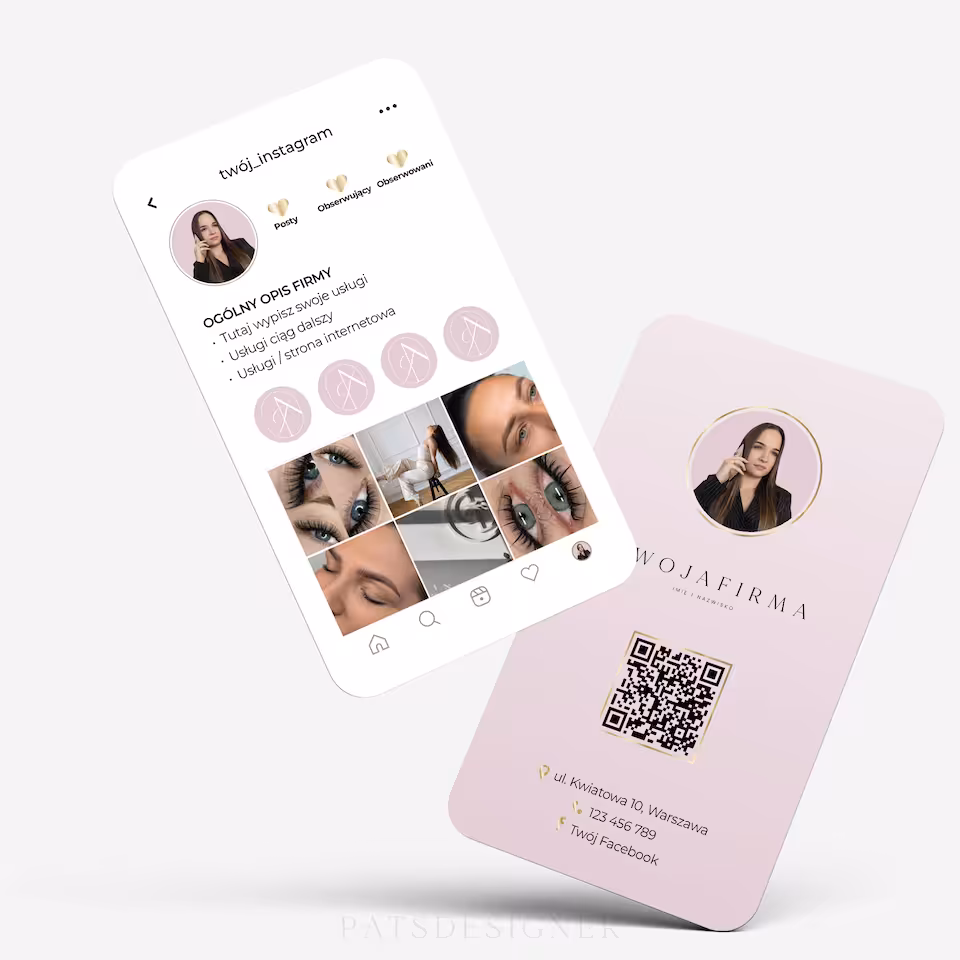 Wizytówka insta - róż brudny gładki