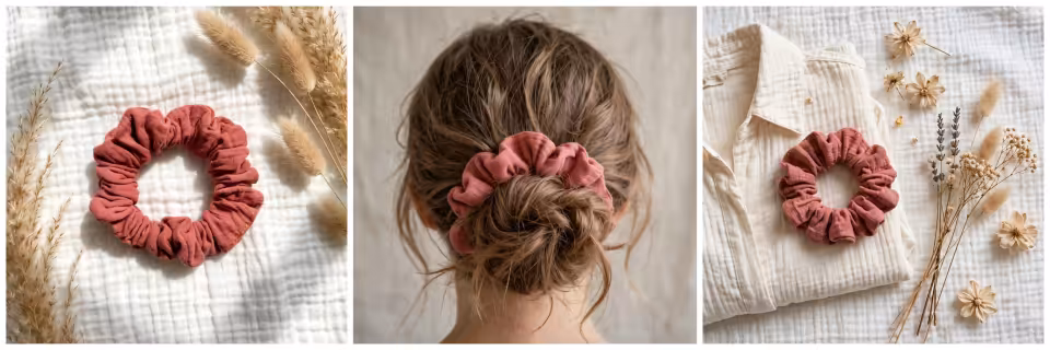 FIOLETOWY BRĄZ MINI- scrunchie -SOFT