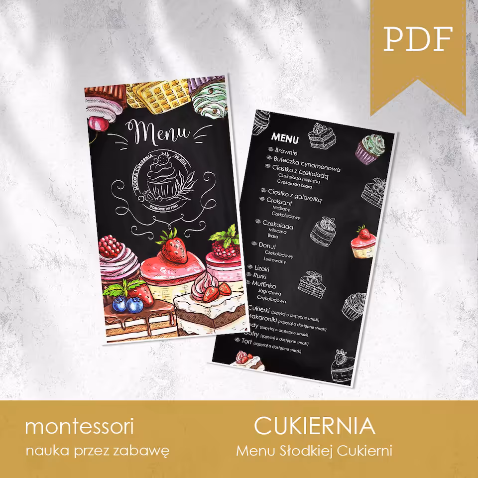 Menu słodkiej cukierni
