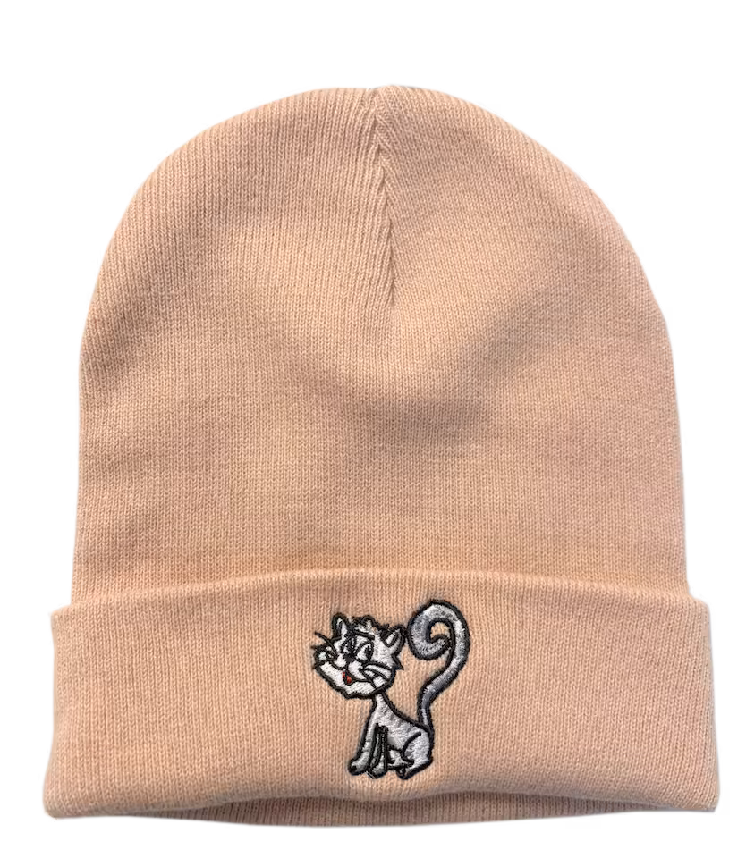 Czapka zimowa z kotem Cukierkiem BRZOSKWINIOWA