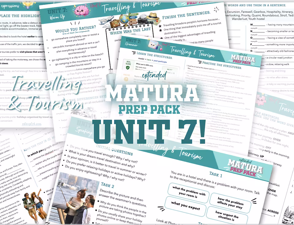 Extended Matura Prep Pack - Unit 7: Travelling & Tourism