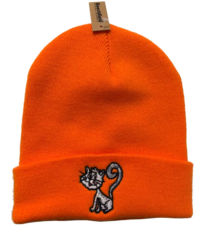Czapka zimowa z kotem Cukierkiem POMARAŃCZOWA