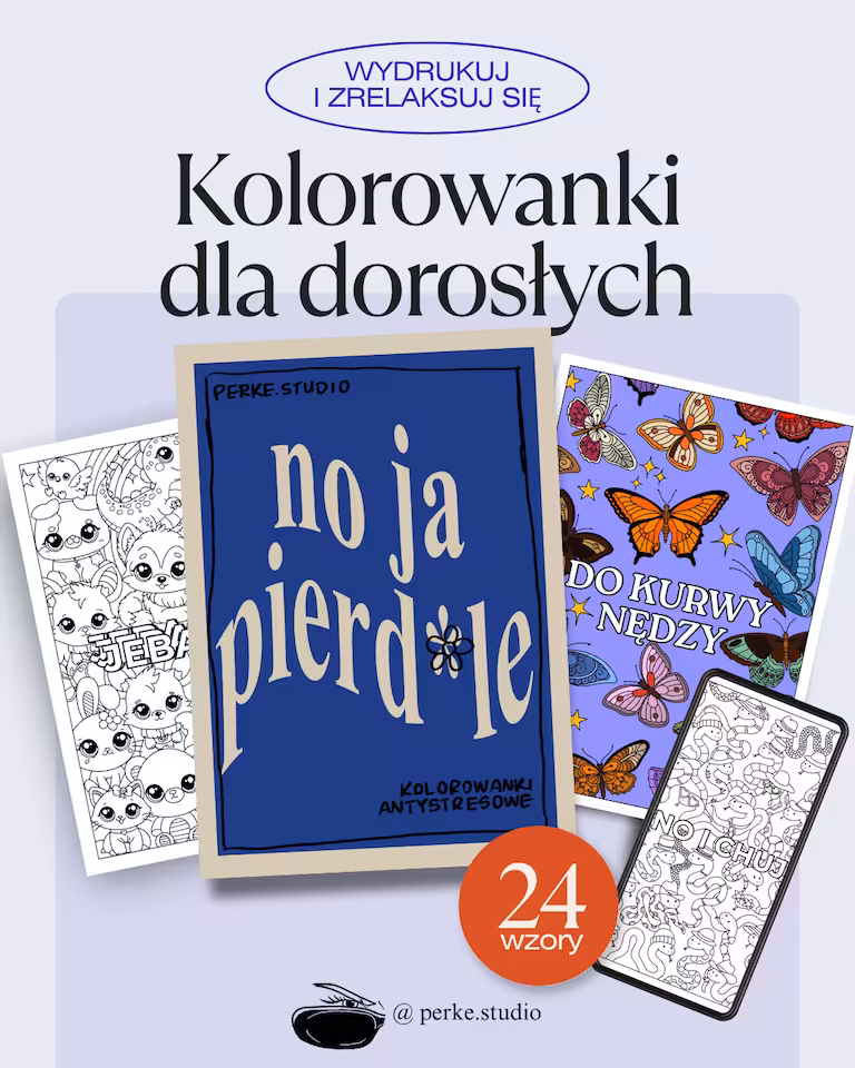 Kolorowanki antystresowe z przekleństwami dla dorosłych - 24 szablony