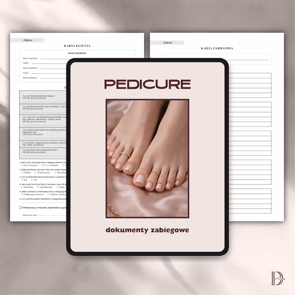 PEDICURE dokumenty zabiegowe PAKIET