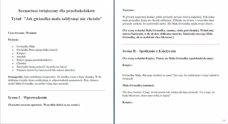 Scenariusz jasełek dla malucha "Jak gwiazdka mała zabłysnąć nie chciała"