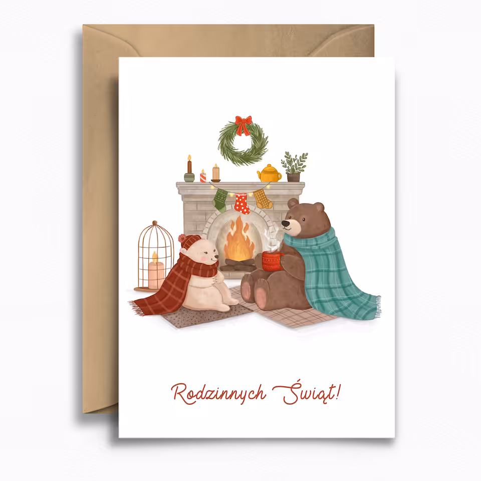 KARTKA • MISIE PRZY KOMINKU