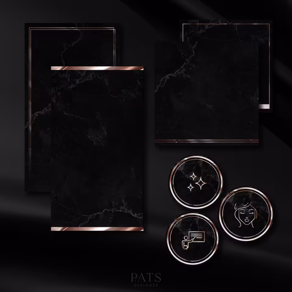 Czarny marmur+rosegold - pakiet grafik