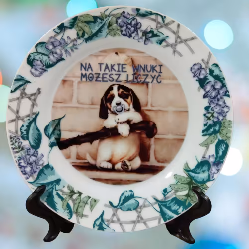 Talerz ceramiczny Sarnodzieło 20 cm na takie wnuki możesz liczyć (pies)