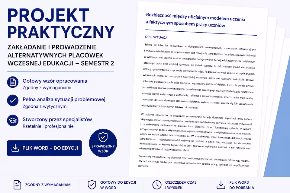 Projekt praktyczny -  Zakładanie i prowadzenie alternatywnych placówek wczesnej edukacji