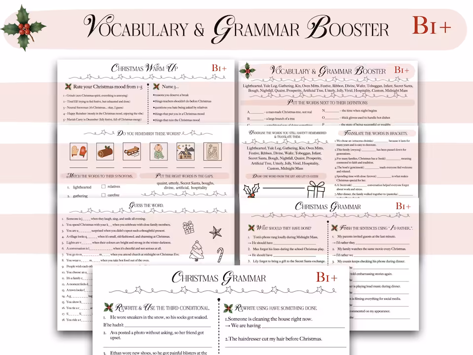 CHRISTMAS VOCABULARY & GRAMMAR BOOSTER B1+