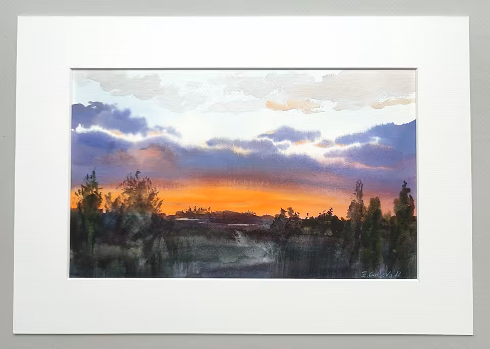 Akwarela "Orange sunset 01" / 178