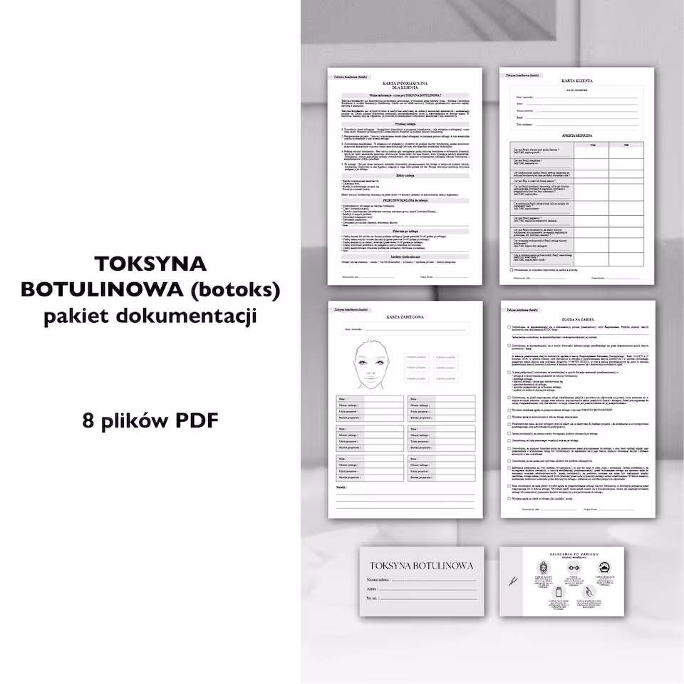 TOKSYNA BOTULINOWA dokumenty zabiegowe PAKIET