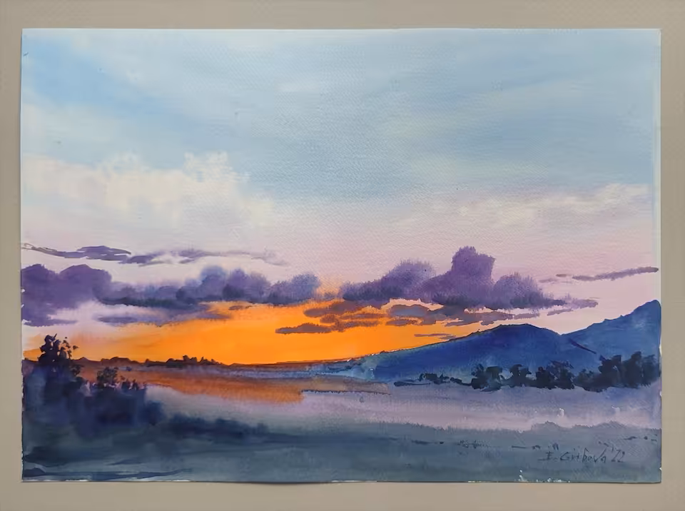 Akwarela "Cloudy sunset 02" / 169