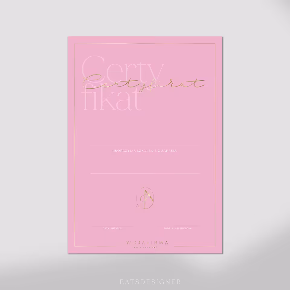 Certyfikat SOFT pion - róż cukierkowy gładki