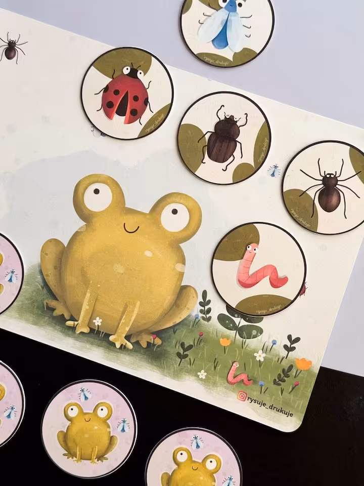 🐸✨ Żabka i Robaczki (wersja do druku)