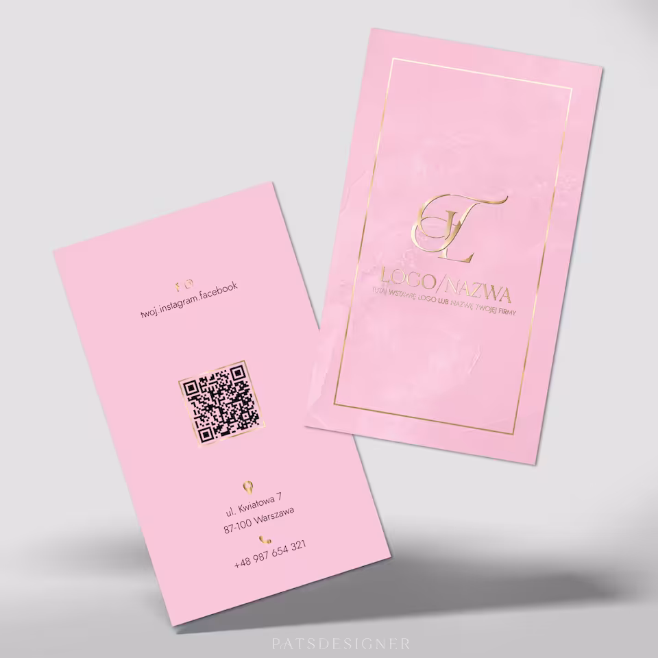 Wizytówka QR - róż cukierkowy marmur