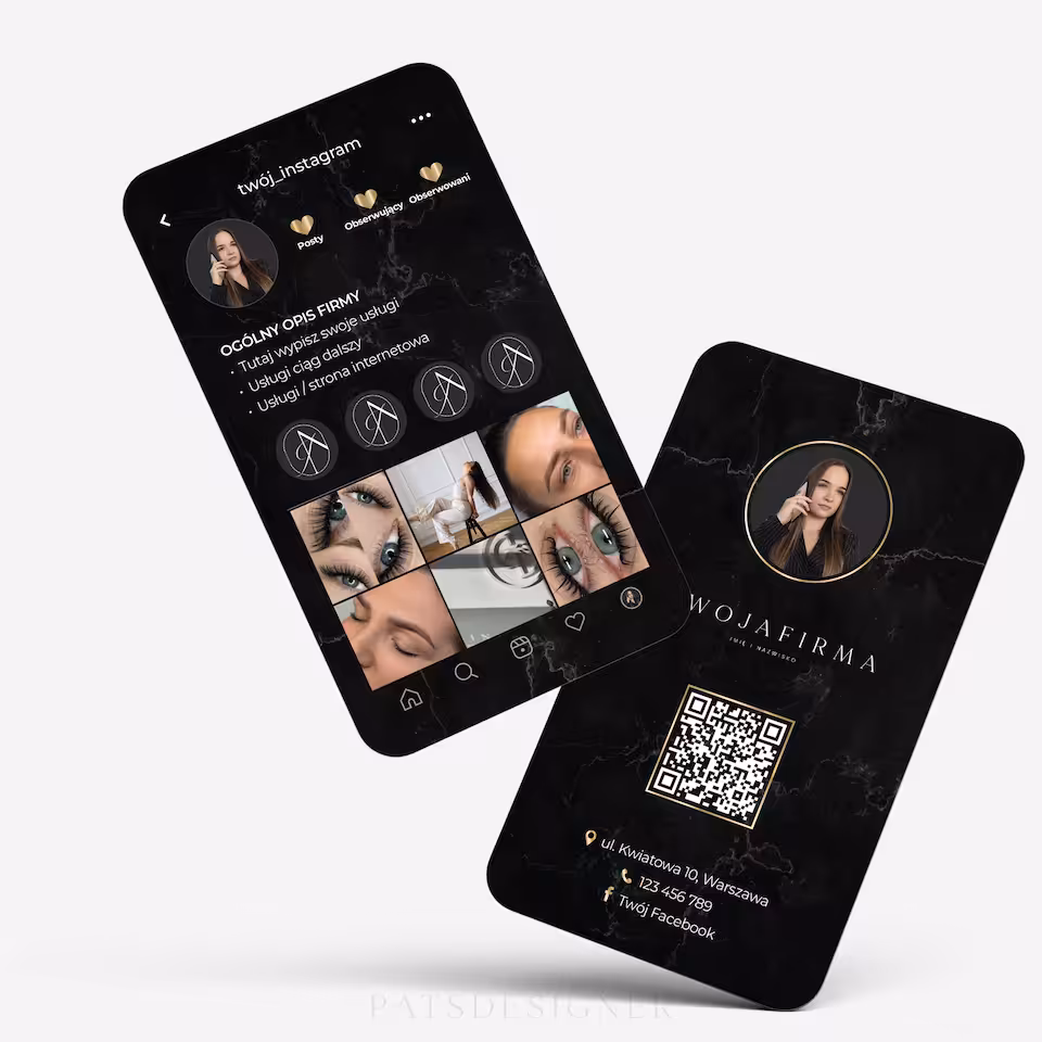 Wizytówka insta - czarny marmur
